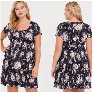 TORRID Navy Floral Skater Dress